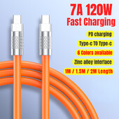 120W 7A Super brzo punjenje PD tip C tekući silikonski kabel 1M 1.5M 2M USB kabel Usb C do C kabel punjača za Xiaomi Huawei 2024