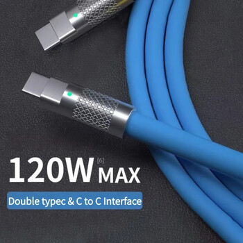 120W 7A Super Fast Charge PD Τύπος C Καλώδιο υγρής σιλικόνης 1M 1,5M 2M Καλώδιο USB Καλώδιο φόρτισης USB C σε C για Xiaomi Huawei 2024