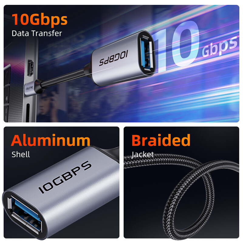 CABLETIME USB C 3.2 na USB A OTG adapter 10Gbps brzi tip C ženski pretvarač za Macbook Xiaomi Huawei iPhone 15 Data OTG