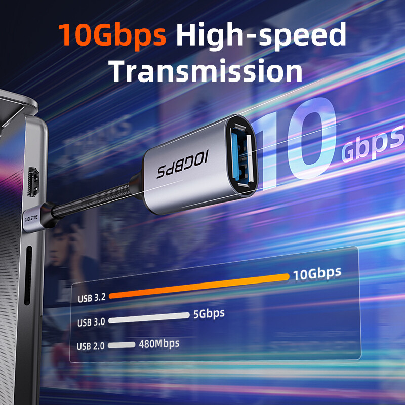 CABLETIME USB C 3.2 na USB A OTG adapter 10Gbps brzi tip C ženski pretvarač za Macbook Xiaomi Huawei iPhone 15 Data OTG