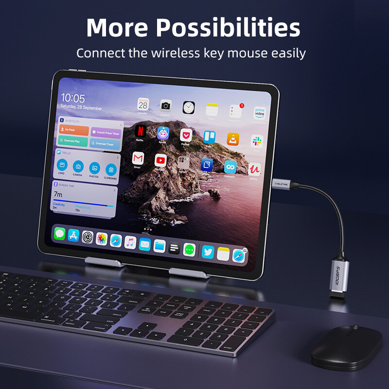 CABLETIME USB C 3.2 na USB A OTG adapter 10Gbps brzi tip C ženski pretvarač za Macbook Xiaomi Huawei iPhone 15 Data OTG