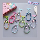 Univerzalni pleteni remen za vrpcu za mobilni telefon Zvjezdica iz crtanih filmova, viseći lanac s prstenastim kabelom s zakrpom Remen za zapešće, mobilni telefon, odvojiv