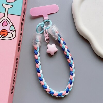 Univerzalni pleteni remen za vrpcu za mobilni telefon Zvjezdica iz crtanih filmova, viseći lanac s prstenastim kabelom s zakrpom Remen za zapešće, mobilni telefon, odvojiv