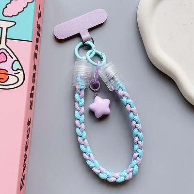 Univerzalni pleteni remen za vrpcu za mobilni telefon Zvjezdica iz crtanih filmova, viseći lanac s prstenastim kabelom s zakrpom Remen za zapešće, mobilni telefon, odvojiv