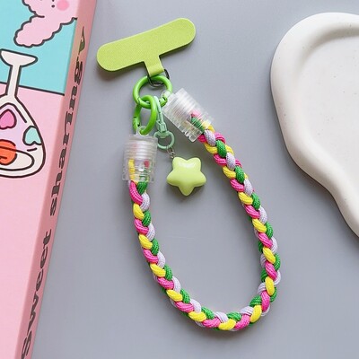 Univerzalni pleteni remen za vrpcu za mobilni telefon Zvjezdica iz crtanih filmova, viseći lanac s prstenastim kabelom s zakrpom Remen za zapešće, mobilni telefon, odvojiv