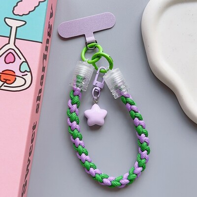 Univerzalni pleteni remen za vrpcu za mobilni telefon Zvjezdica iz crtanih filmova, viseći lanac s prstenastim kabelom s zakrpom Remen za zapešće, mobilni telefon, odvojiv