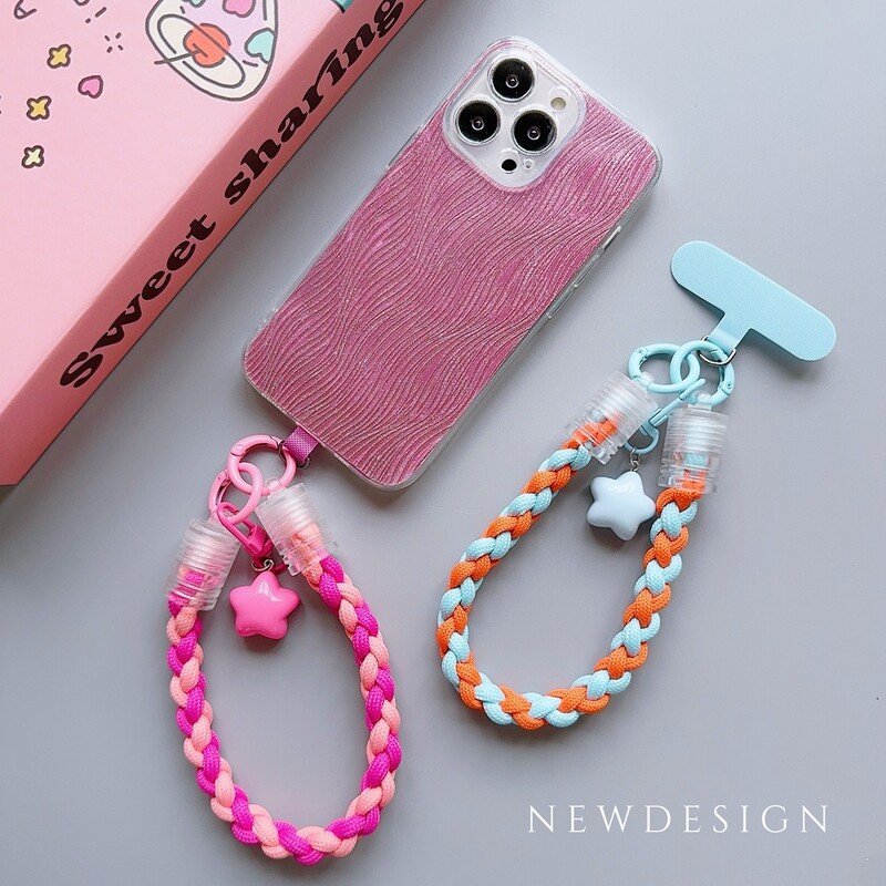 Univerzalni pleteni remen za vrpcu za mobilni telefon Zvjezdica iz crtanih filmova, viseći lanac s prstenastim kabelom s zakrpom Remen za zapešće, mobilni telefon, odvojiv