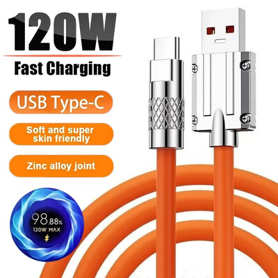 120 W 6A szupergyors töltő C típusú folyékony szilikon kábel gyorstöltő 2M USB kábel Usb C töltőkábel Huawei Samsung Xiaomihoz