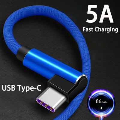 5A gyorstöltő C típusú kábel 90 fokos könyökvonalas USB C kábel Gamerhez Samsung Xiaomi Redmi telefon töltő USB kábel