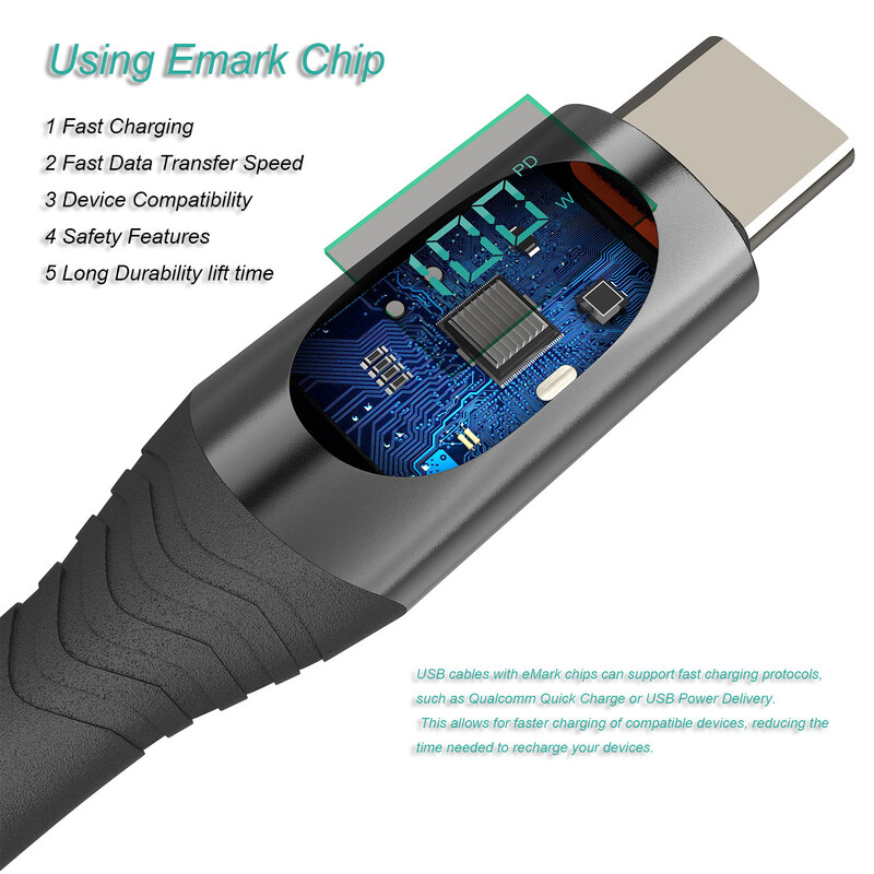 7A 100W тип C кабел за цифров дисплей Бързо зареждане USB C кабел за данни за Macbook iPad iPhone 15 Pro Max Oneplus 12 POCO X6 Xiaomi