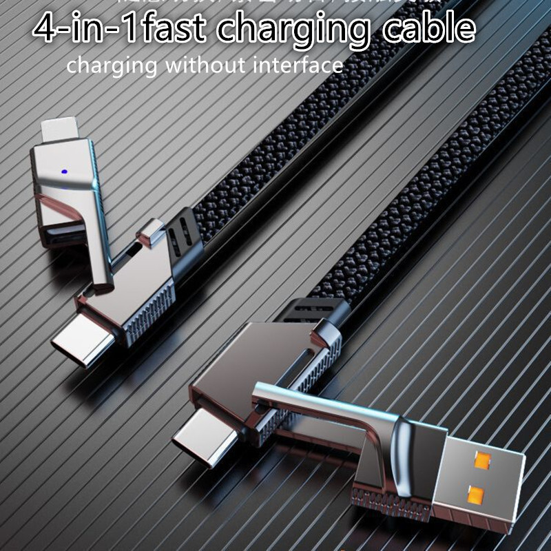 4u1 USB C Lightning kabel 100 W PD žica za brzo punjenje podataka Metalni USB višestruki kabel za punjenje za iPhone Samsung Xiaomi Huawei OPPO