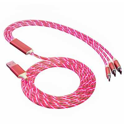 3A Flow Svjetleći USB kabel tipa C, podatkovni kabel za brzo punjenje za Iphone, Samsung, Huawei, Xiaomi, više priključaka, višestruka žica za punjenje