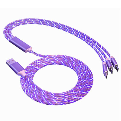 3A Flow Svjetleći USB kabel tipa C, podatkovni kabel za brzo punjenje za Iphone, Samsung, Huawei, Xiaomi, više priključaka, višestruka žica za punjenje