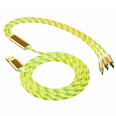 3A Flow Svjetleći USB kabel tipa C, podatkovni kabel za brzo punjenje za Iphone, Samsung, Huawei, Xiaomi, više priključaka, višestruka žica za punjenje