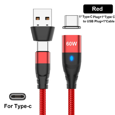 60 W магнитен кабел, бързо зареждане, USB C към TypeC, микромагнитен кабел за данни за iPhone, Samsung, магнитно зарядно устройство, проводник, USB A адаптер