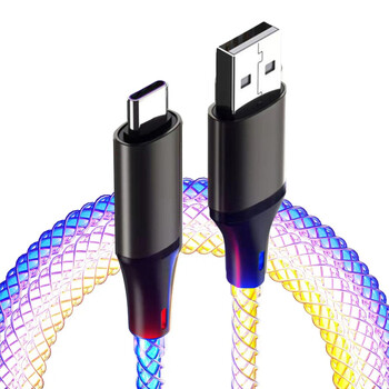 6A Fast Charging RGB Breathing Luminous Gradient Light Cable Data 66W TYPE-C Charger for iPhone 15 Pro Huawei Samsung Data Cable