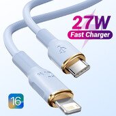 PD 27W супер бързо зареждане USB C мек течен силиконов кабел за Apple iPhone 14 13 12 11 Pro Max кабел за зареждане XR XS X 7 8 6 Plus