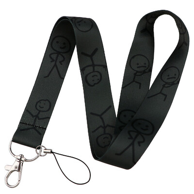 Smiješni srednji prst Stickman privjesak za ključeve Slatka uzica oko vrata za ključ ID iskaznica Telefonske privjeske za privjesak Držač bedža DIY uže za vješanje