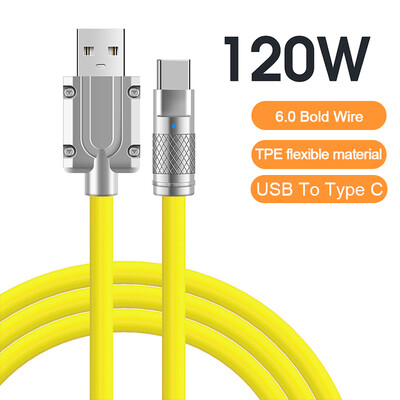 120W 6A Super brzo punjenje USB C tekući silikonski kabel za iPhone 14 15 Huawei Samsung Xiaomi Quick Charger Type-C podatkovna žica