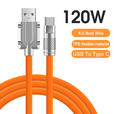 120W 6A Super brzo punjenje USB C tekući silikonski kabel za iPhone 14 15 Huawei Samsung Xiaomi Quick Charger Type-C podatkovna žica