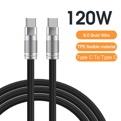 120W 6A Super brzo punjenje USB C tekući silikonski kabel za iPhone 14 15 Huawei Samsung Xiaomi Quick Charger Type-C podatkovna žica