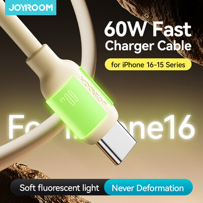 Joyroom 60W USB C-típusú C kábel iPhone 16 15 gyorstöltő kábelhez Macbook Xiaomi Samsung Liquid Silicone 3A USB kábel