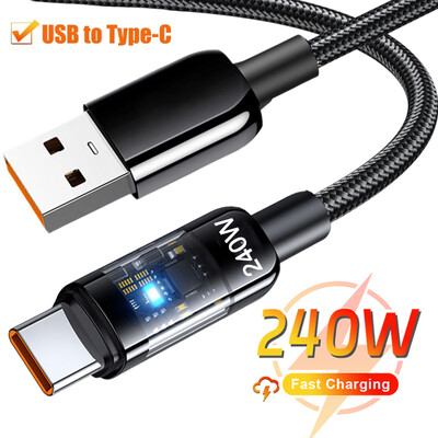 240 W USB Type C kábel Gyorstöltő kábel Laptop Tablet Telefonhoz USB C töltőkábel iPhone 16 15 Samsung Xiaomi 15 Huawei telefonhoz