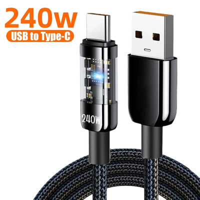 240W USB tip C kabel Kabel za brzo punjenje za prijenosno računalo, tablet, telefon, USB C kabel za punjenje za iPhone 16 15 Samsung Xiaomi 15 Huawei