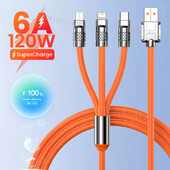 6A 120W 3u1 2u1 USB kabel za brzo punjenje za iPhone 14 Micro USB Type-C 8-pinski kabel za punjenje za Huawei Samsung Xiaomi Žičani kabel