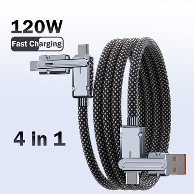 4 In 1 120 W USB Type C C Type IOS kábel 3 IN 1 PD 100 W gyorstöltő adatkábel iPhone 11 12 13 14 15 Pro Max Samsung S24 telefonhoz