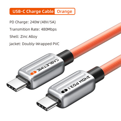 CABLETIME 240W PD kabel USB C na USB C kabel Adapter za brzi punjač tipa C na C Kabel Napajanje Žica za prijenosno računalo Macbook Samsung iPad