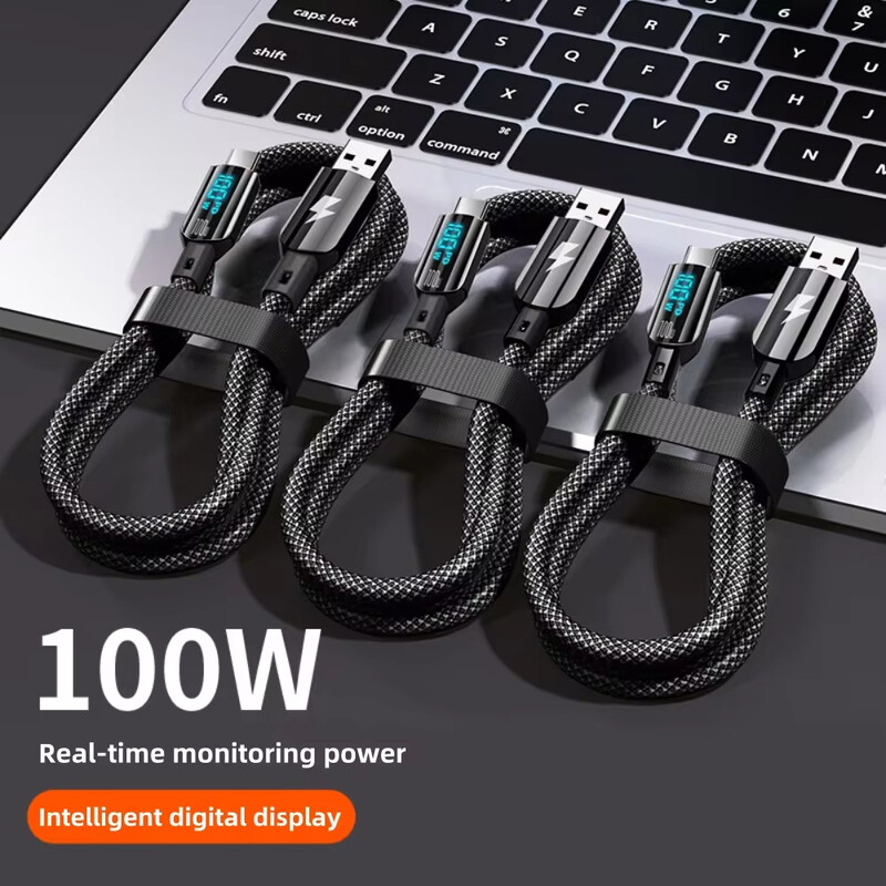 NNBILI 100W USB kabel tipa C brzo punjenje digitalnog zaslona Podatkovni kabel velike snage PD za iPhone 15 Samsung Huawei Xiaomi