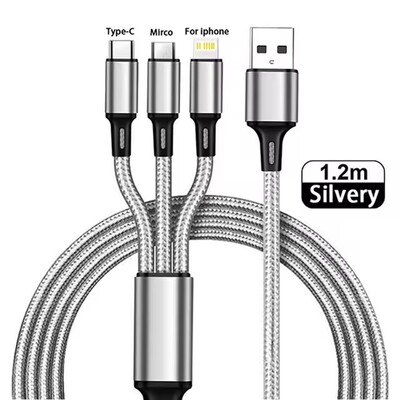 3 in1 кабел за зареждане Multi Usb порт Множество USB кабел за зареждане тип C Микро зарядно устройство Кабел за мобилен телефон за iPhone 14 13 12 Xiaomi