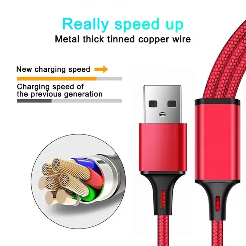 3 in1 кабел за зареждане Multi Usb порт Множество USB кабел за зареждане тип C Микро зарядно устройство Кабел за мобилен телефон за iPhone 14 13 12 Xiaomi
