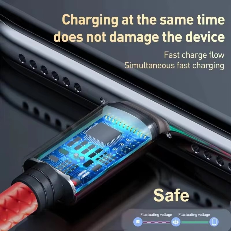 3 in1 кабел за зареждане Multi Usb порт Множество USB кабел за зареждане тип C Микро зарядно устройство Кабел за мобилен телефон за iPhone 14 13 12 Xiaomi