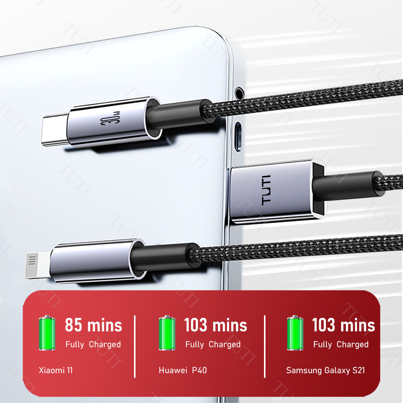 TUTI 9V 3A 30W USB C do Lightning Fast kabel za punjenje – za iPhone, Pro Max/13 Pro/13/13 Mini, AirPods Pro, AirPods 3/2/1