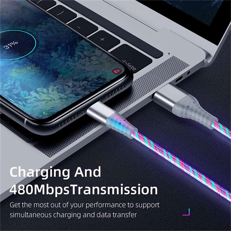 7A Svjetleći kabel Mikro USB tip C kabel 100W Super brzo punjenje za Huawei Mate 60 USB C podatkovni kabel 3A za IPhone 15 Pro Xiaomi