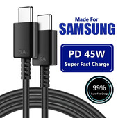 5A 45W PD USB-C Super Fast Charging Type-C kabel za Samsung S21 FE S22 Plus S23 S24 Ultra Note 20 A14 A15 A33 A34 A53 A54 A55