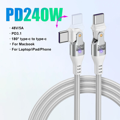 AUFU 240W USB C į USB Type C laidas, skirtas MacBook Pro greito įkrovimo 3.1 PD greito įkrovimo laidas, skirtas Samsung Xiaomi POCO įkrovimo kabeliui