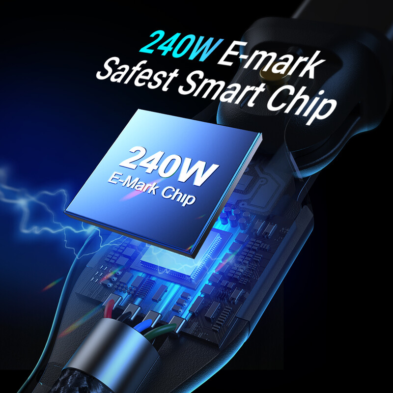 AUFU 240W USB C į USB Type C laidas, skirtas MacBook Pro greito įkrovimo 3.1 PD greito įkrovimo laidas, skirtas Samsung Xiaomi POCO įkrovimo kabeliui