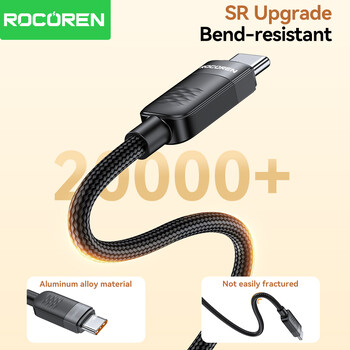 Rocoren 240W Γρήγορη φόρτιση USB-C σε USB-C Καλώδιο δεδομένων PD3.1 Γρήγορη φόρτιση Τύπου C Καλώδιο για MacBook iPhone 15 Samsung Galaxy S24