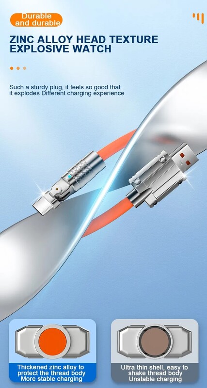 120W brzo punjenje USB tipa C kabel 180 stupnjeva rotirajući koljeni kabel za igru za Xiaomi Redmi Honor telefon punjač USB C kabel