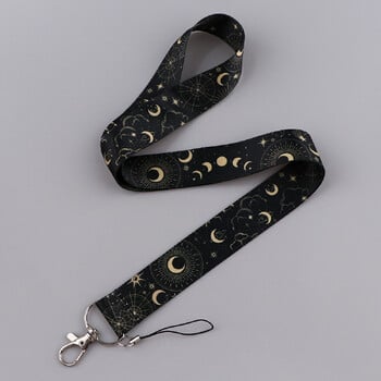 Moon Lanyard για μπρελόκ Κάλυμμα κάρτας ταυτότητας Κάρτα στήριξης σήματος κινητού τηλεφώνου Μπρελόκ Μαύρα λουριά λαιμού Αξεσουάρ τηλεφώνου