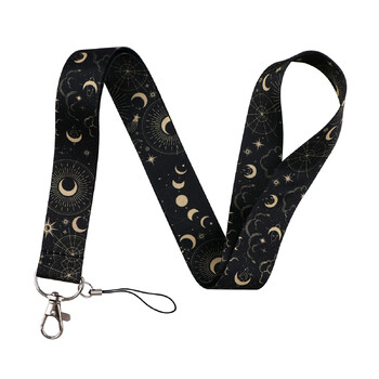 Moon Lanyard για μπρελόκ Κάλυμμα κάρτας ταυτότητας Κάρτα στήριξης σήματος κινητού τηλεφώνου Μπρελόκ Μαύρα λουριά λαιμού Αξεσουάρ τηλεφώνου