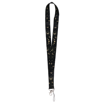 Moon Lanyard για μπρελόκ Κάλυμμα κάρτας ταυτότητας Κάρτα στήριξης σήματος κινητού τηλεφώνου Μπρελόκ Μαύρα λουριά λαιμού Αξεσουάρ τηλεφώνου