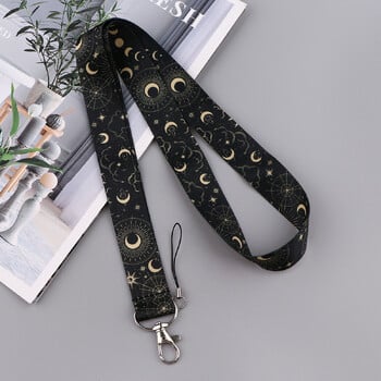 Moon Lanyard για μπρελόκ Κάλυμμα κάρτας ταυτότητας Κάρτα στήριξης σήματος κινητού τηλεφώνου Μπρελόκ Μαύρα λουριά λαιμού Αξεσουάρ τηλεφώνου