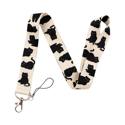 Crni mačak Držač vjerodajnica Slatke uzice za ključeve Traka za oko vrata ID iskaznica Trake za telefon u teretani DIY Uže za vješanje Privjesak za ključeve Dodaci Poklon