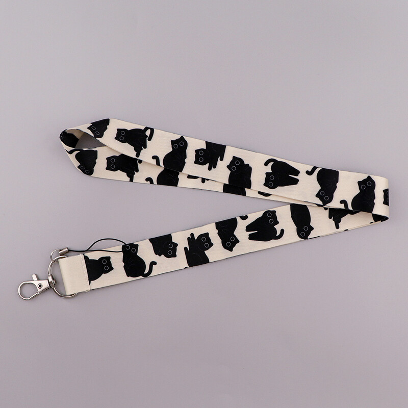 Crni mačak Držač vjerodajnica Slatke uzice za ključeve Traka za oko vrata ID iskaznica Trake za telefon u teretani DIY Uže za vješanje Privjesak za ključeve Dodaci Poklon