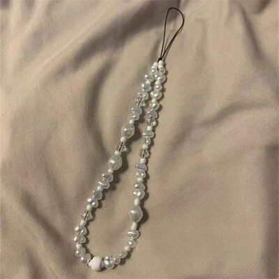 Y2k luksuzno biserno ljubavno srce kratka užeta za ručni zglob jednostavnost kratka traka za telefon za mobitel slušalice ruksak lančić za kameru