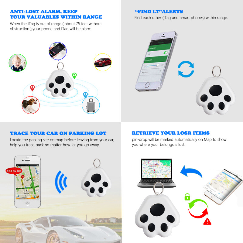 Smart Blue-tooth Mini GPS Tracker Anti-Lost Device Locator Locator Kućni ljubimac Pas Mačka Dječji Auto Novčanik Tražilica ključeva Pribor za oznaku